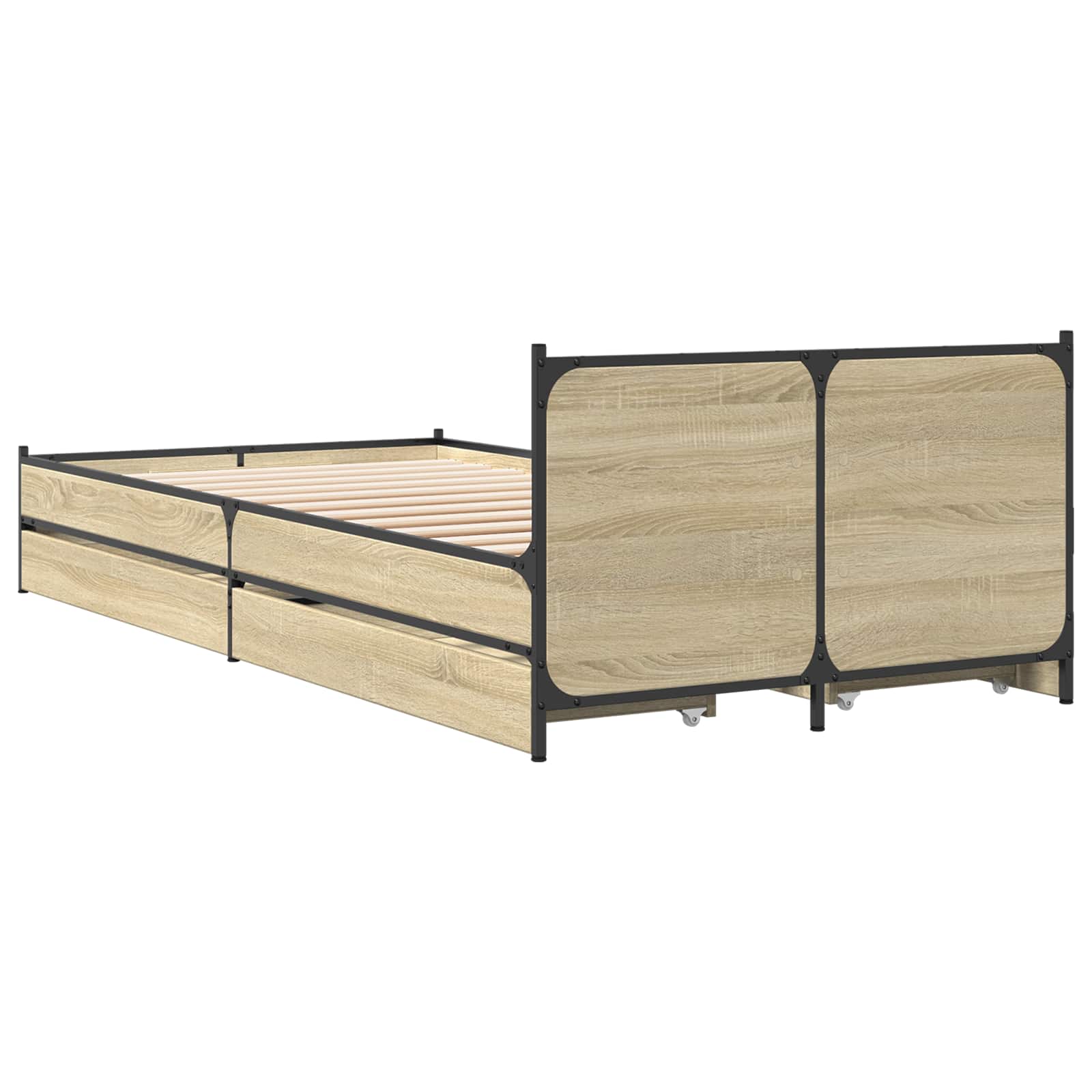 vidaXL Rama łóżka z wezgłowiem z szufladą dąb Sonoma 80 x 200 cm