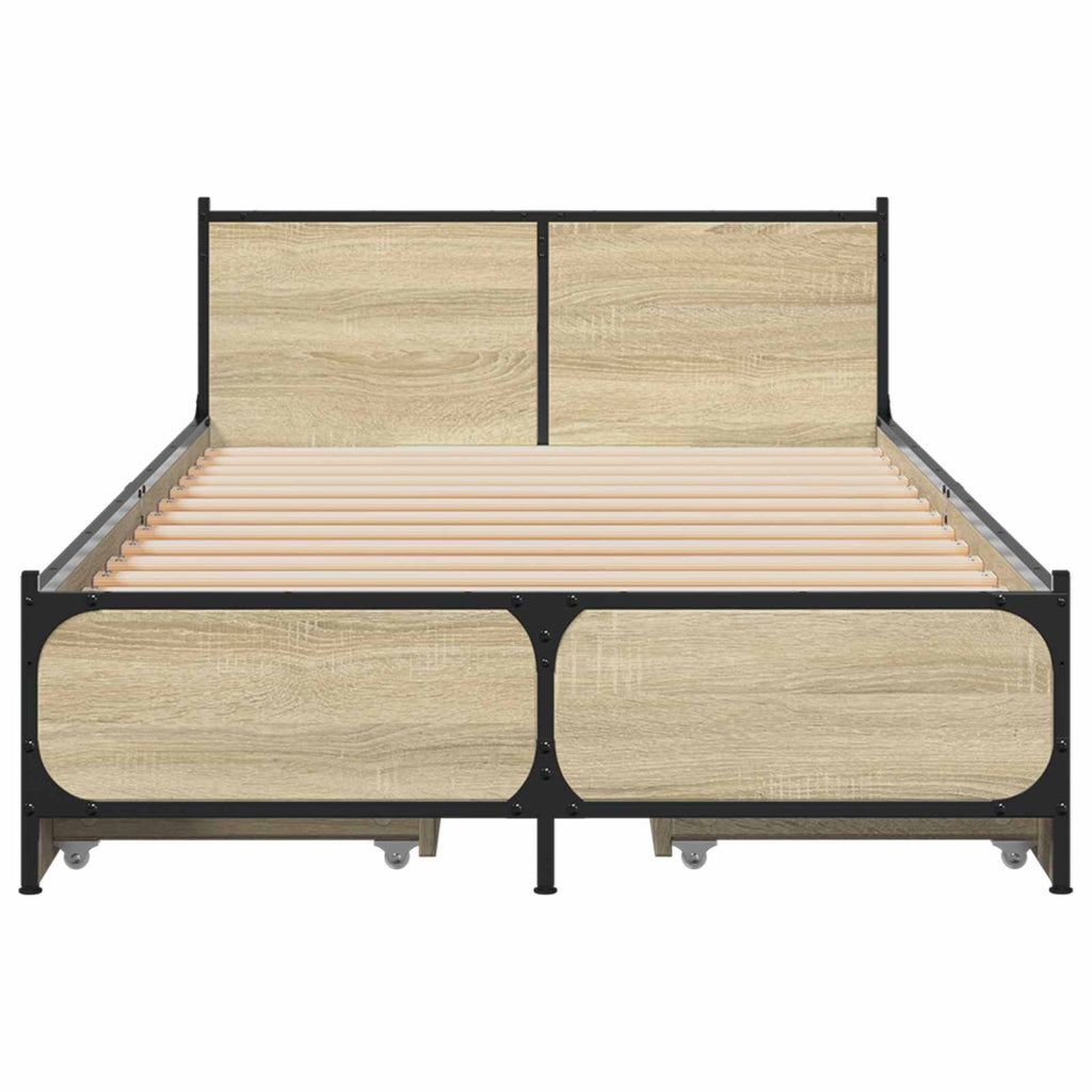 vidaXL Rama łóżka z wezgłowiem z szufladą dąb Sonoma 80 x 200 cm