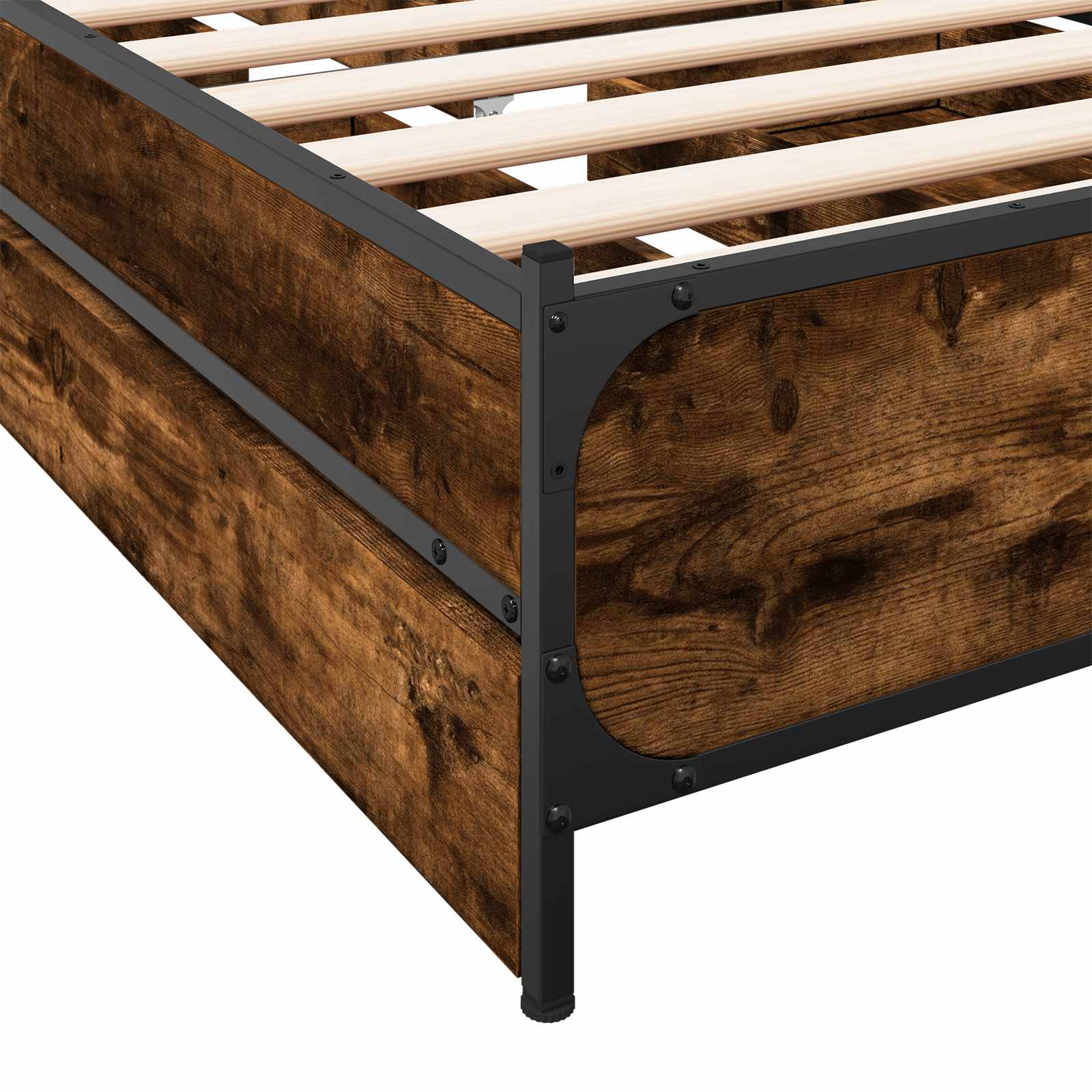 vidaXL Rama łóżka z wezgłowiem z szufladą Dąb wędzony 80 x 200 cm