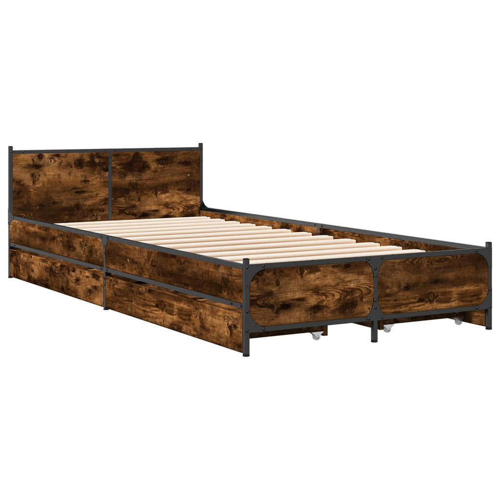 vidaXL Rama łóżka z wezgłowiem z szufladą Dąb wędzony 80 x 200 cm
