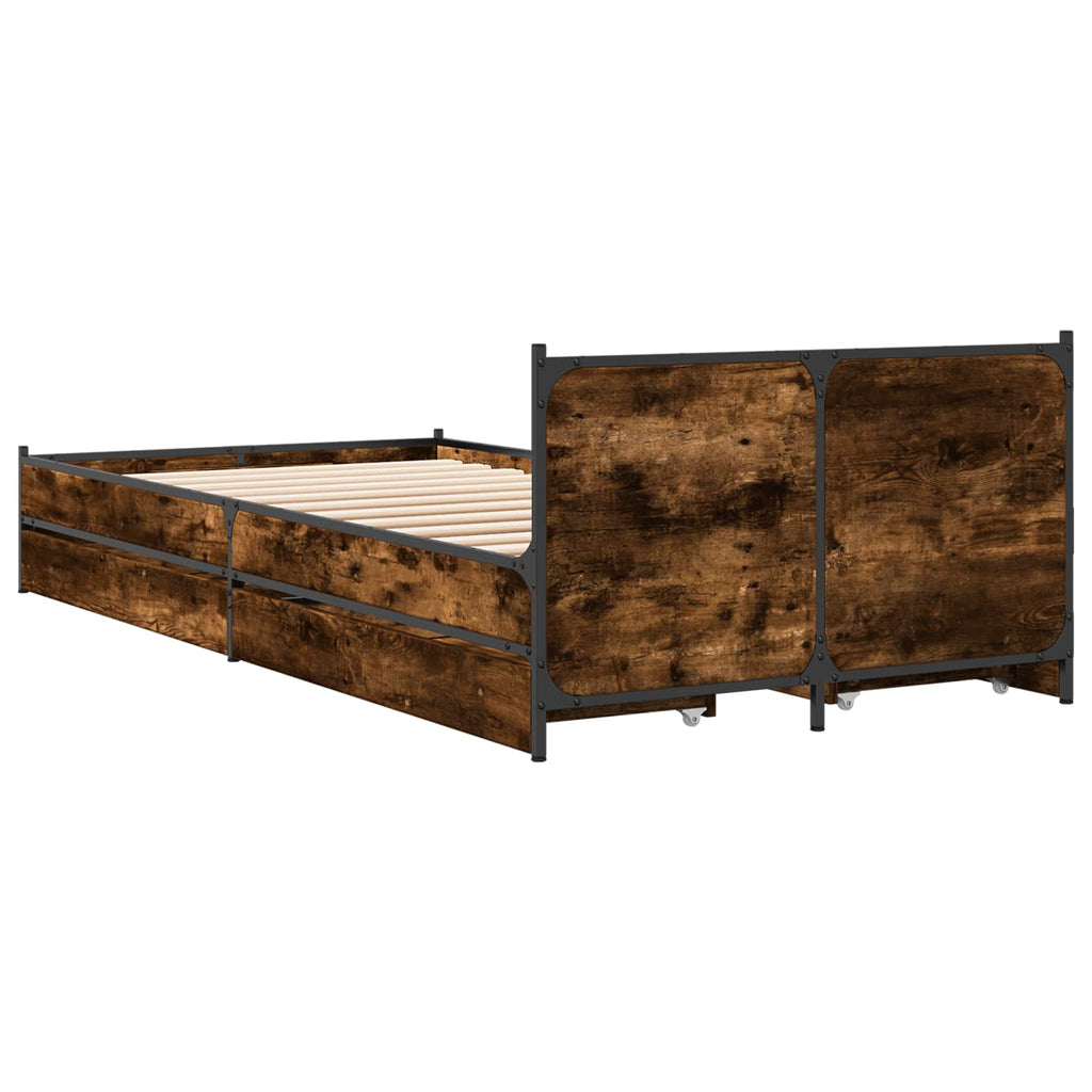 vidaXL Rama łóżka z wezgłowiem z szufladą Dąb wędzony 80 x 200 cm