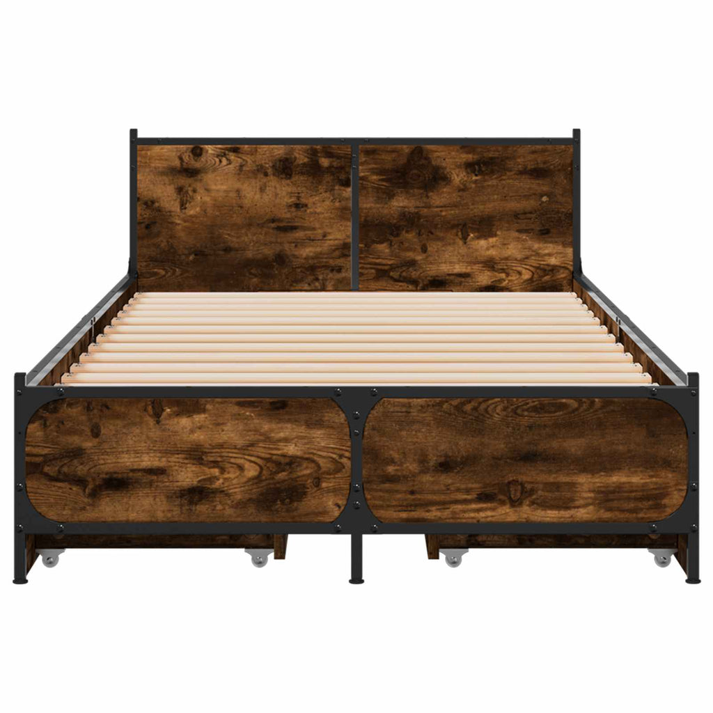 vidaXL Rama łóżka z wezgłowiem z szufladą Dąb wędzony 80 x 200 cm