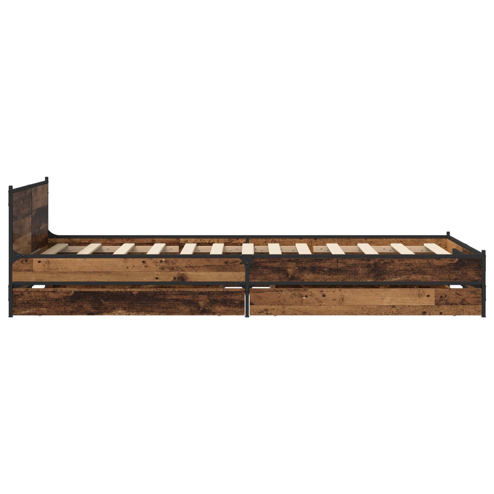 vidaXL Rama łóżka z wezgłowiem z szufladą Stare drewno 80 x 200 cm