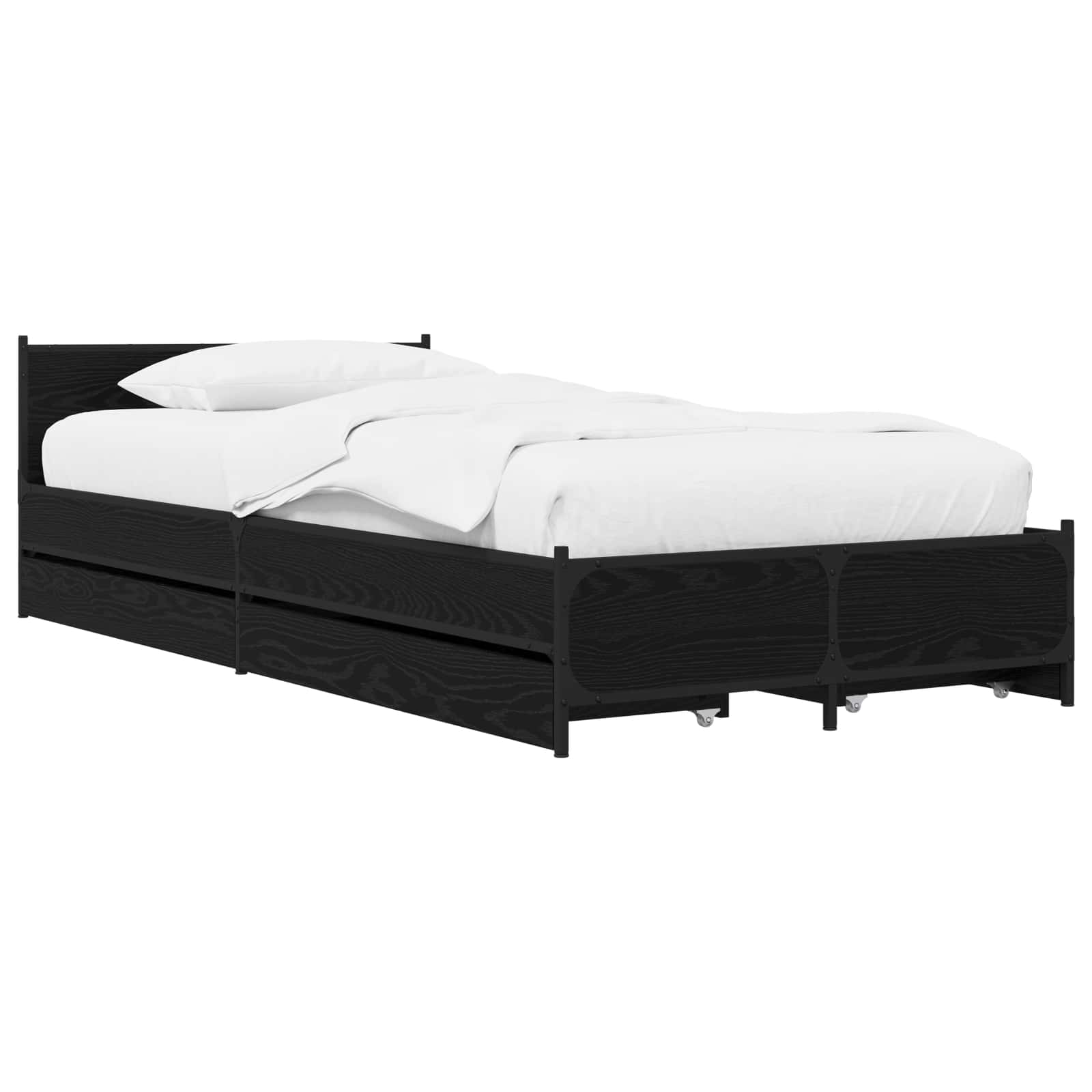 vidaXL Rama łóżka z wezgłowiem z szufladą Czarny dąb 80 x 200 cm