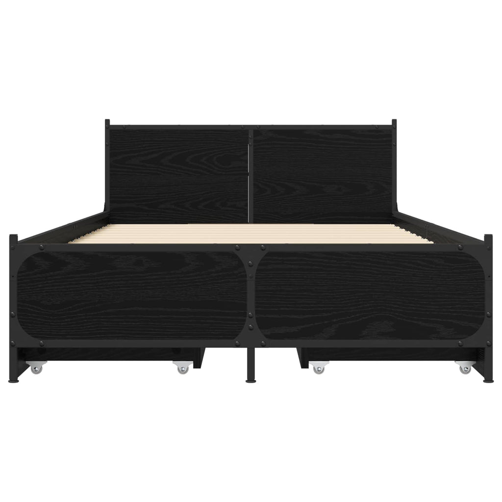 vidaXL Rama łóżka z wezgłowiem z szufladą Czarny dąb 80 x 200 cm