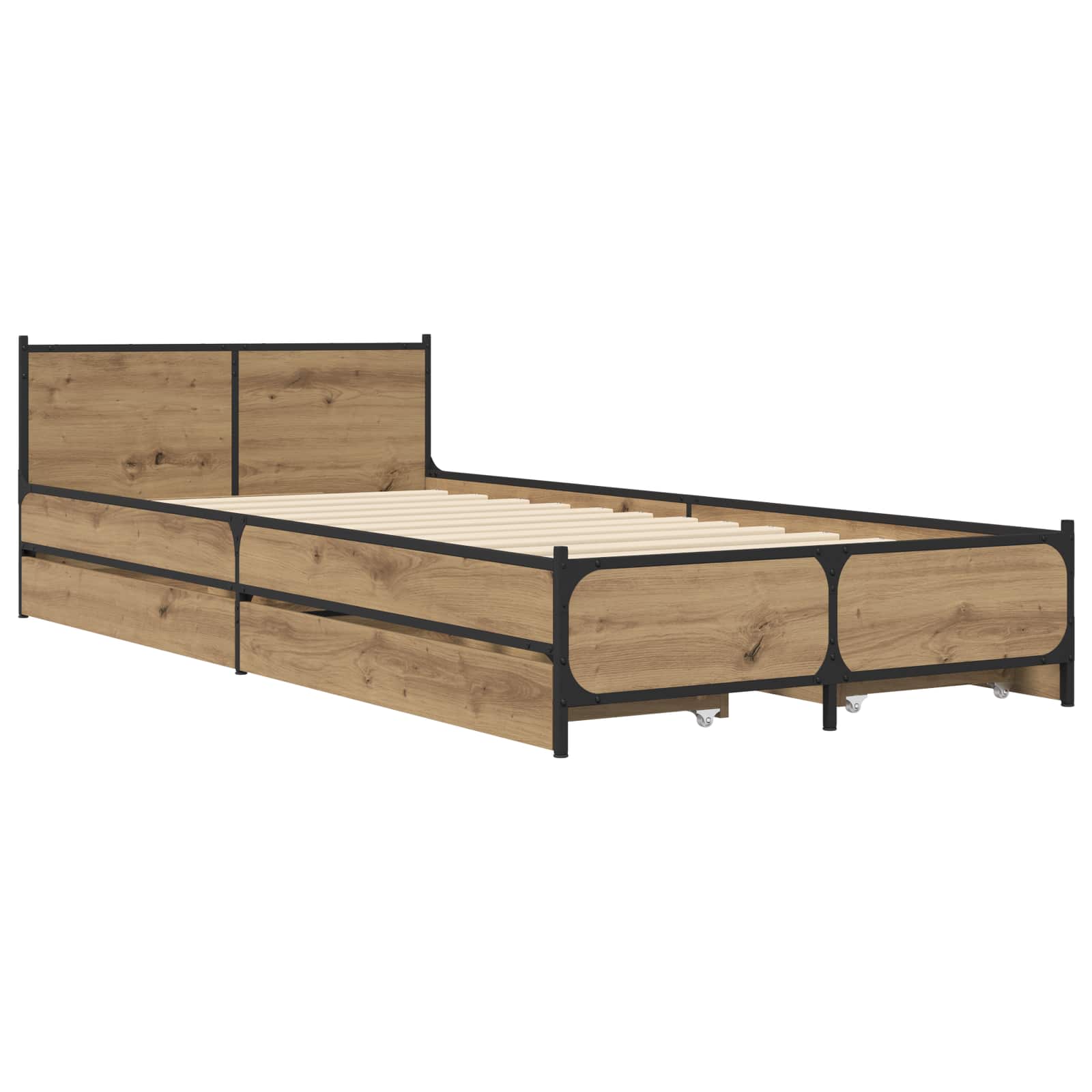 vidaXL Rama łóżka z wezgłowiem z szufladą Dąb artisian 80 x 200 cm