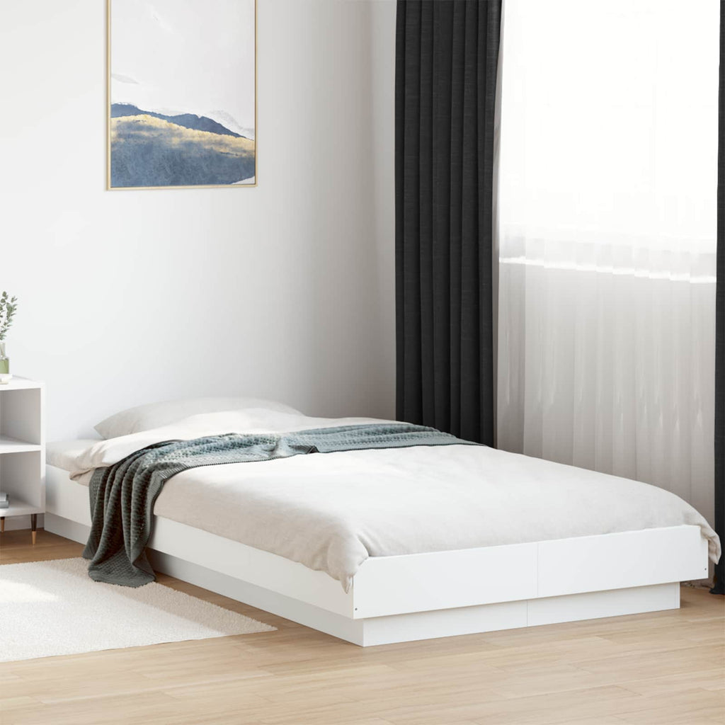 vidaXL Rama łóżka podłogowego Biały 80 x 210 cm Drewno inżynieryjne