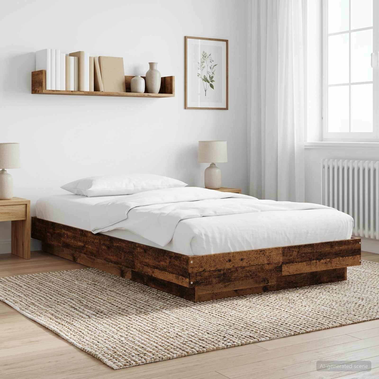 vidaXL Rama łóżka podłogowego Stare drewno 80 x 210 cm