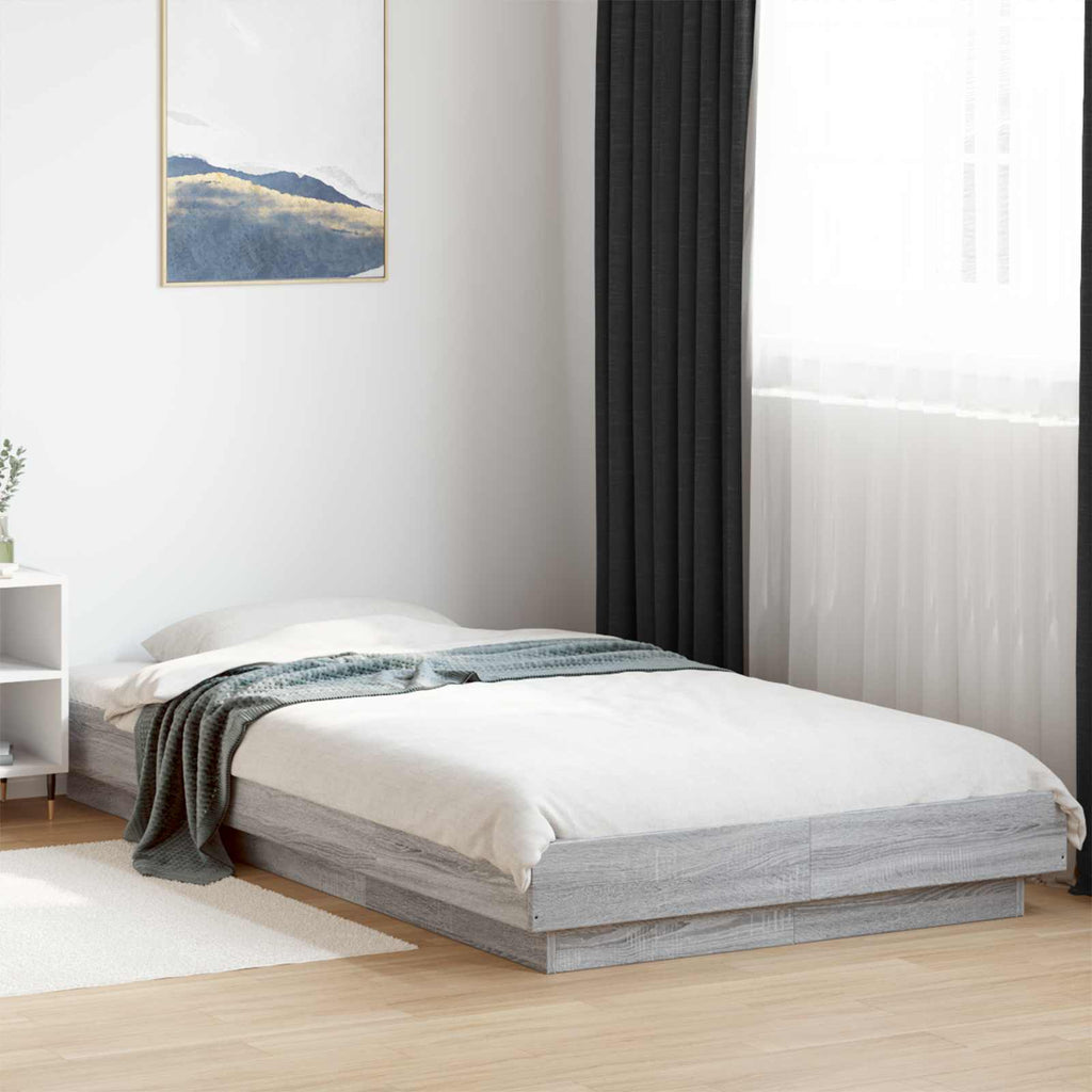 vidaXL Rama łóżka podłogowego Szary Sonoma 80 x 210 cm