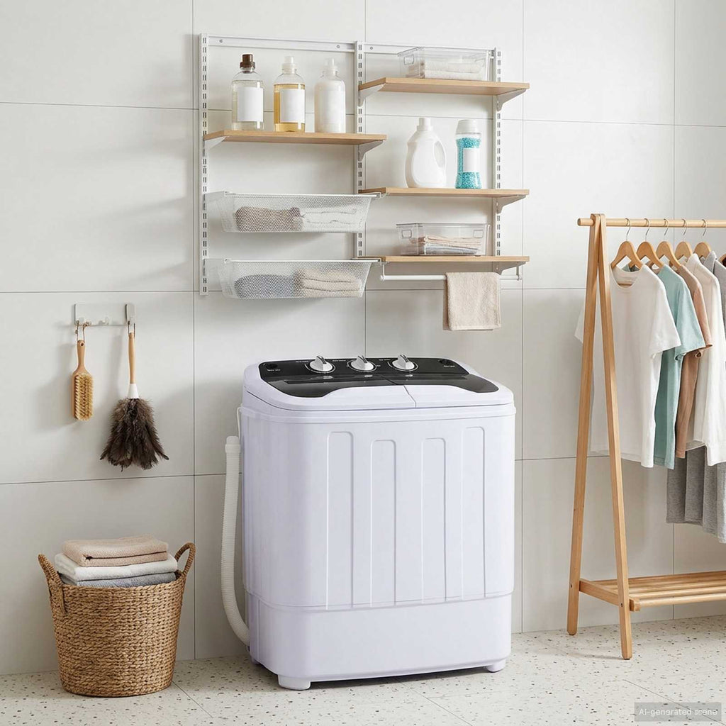 vidaXL Mini pralka z podwójnym bębnem 3,6 kg Czarny i Biały