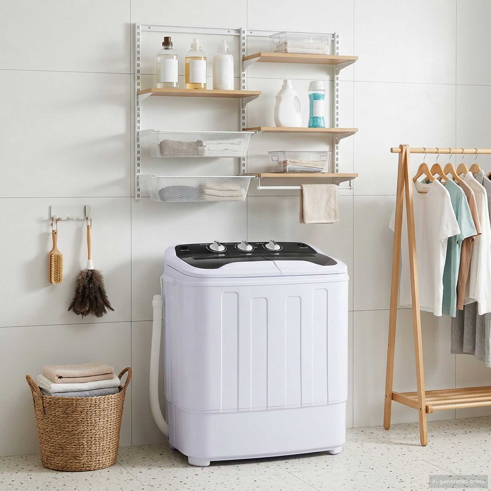 vidaXL Mini pralka z podwójnym bębnem 3,6 kg Czarny i Biały