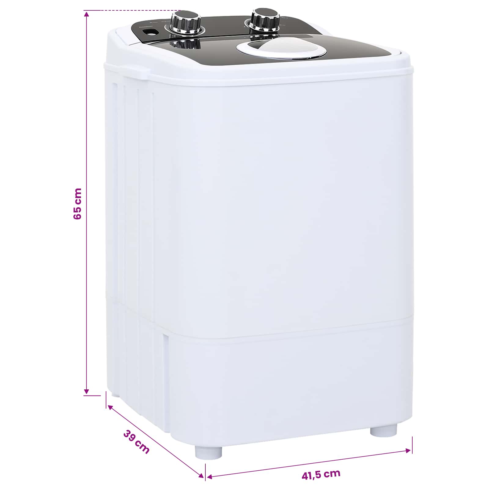 vidaXL Mini pralka z pojedynczą wanną 4,6 kg Czarny i Biały