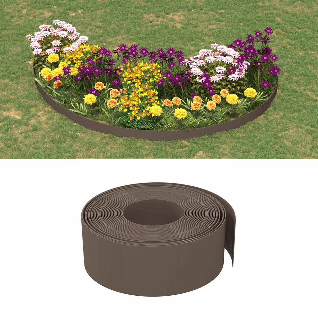 vidaXL Obrzeża ogrodowe 25 m 20 cm PE brązowy