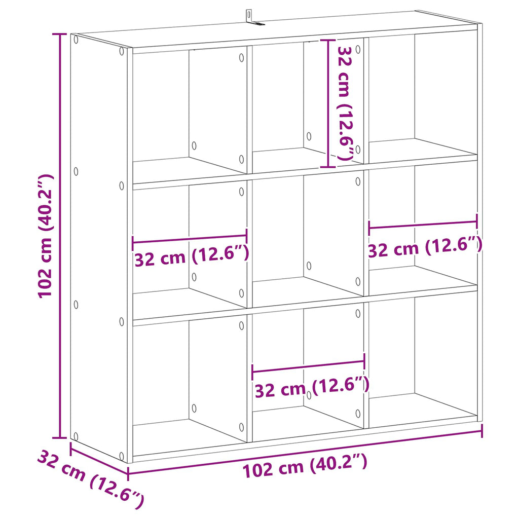 vidaXL Półka na książki Czarny dąb 102 x 32 x 102 cm