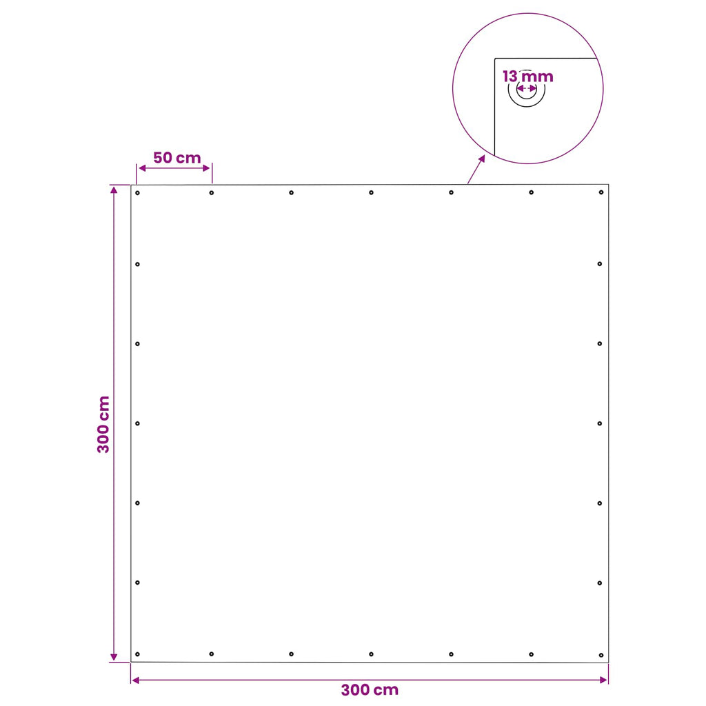 vidaXL Plandeka z oczkami zielony 3 x 3 m 140 gsm PE