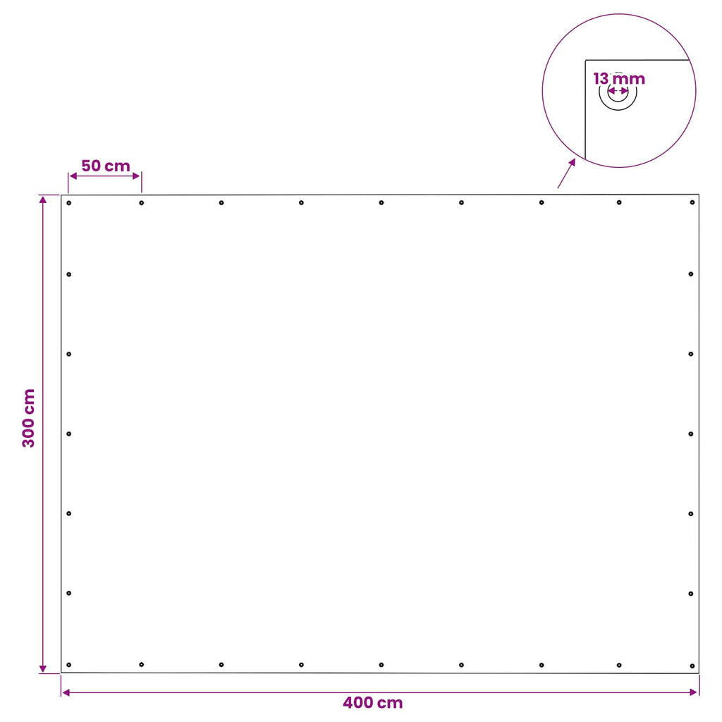 vidaXL Plandeka z oczkami zielony 3 x 4 m 140 gsm PE