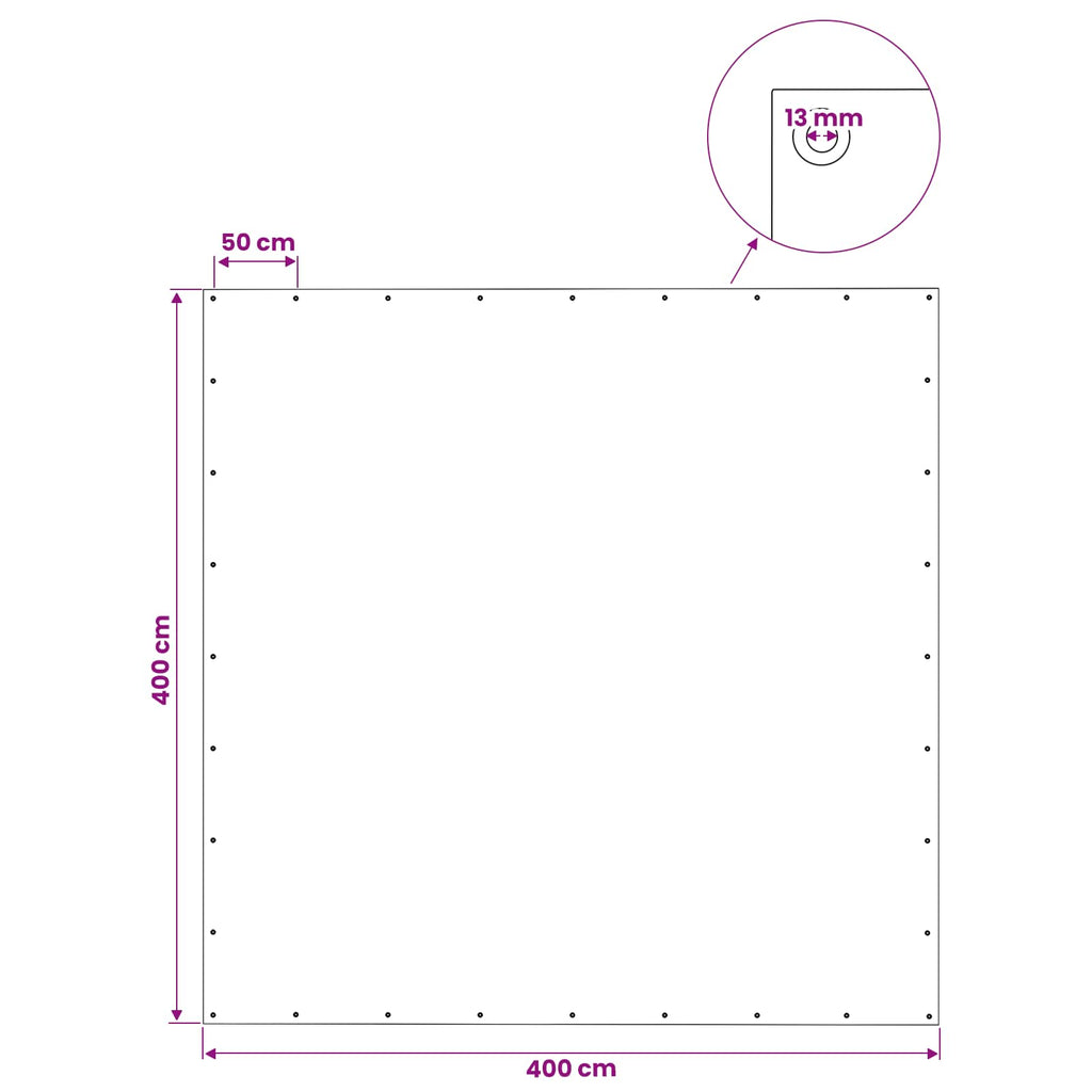 vidaXL Plandeka z oczkami zielony 4 x 4 m 140 gsm PE