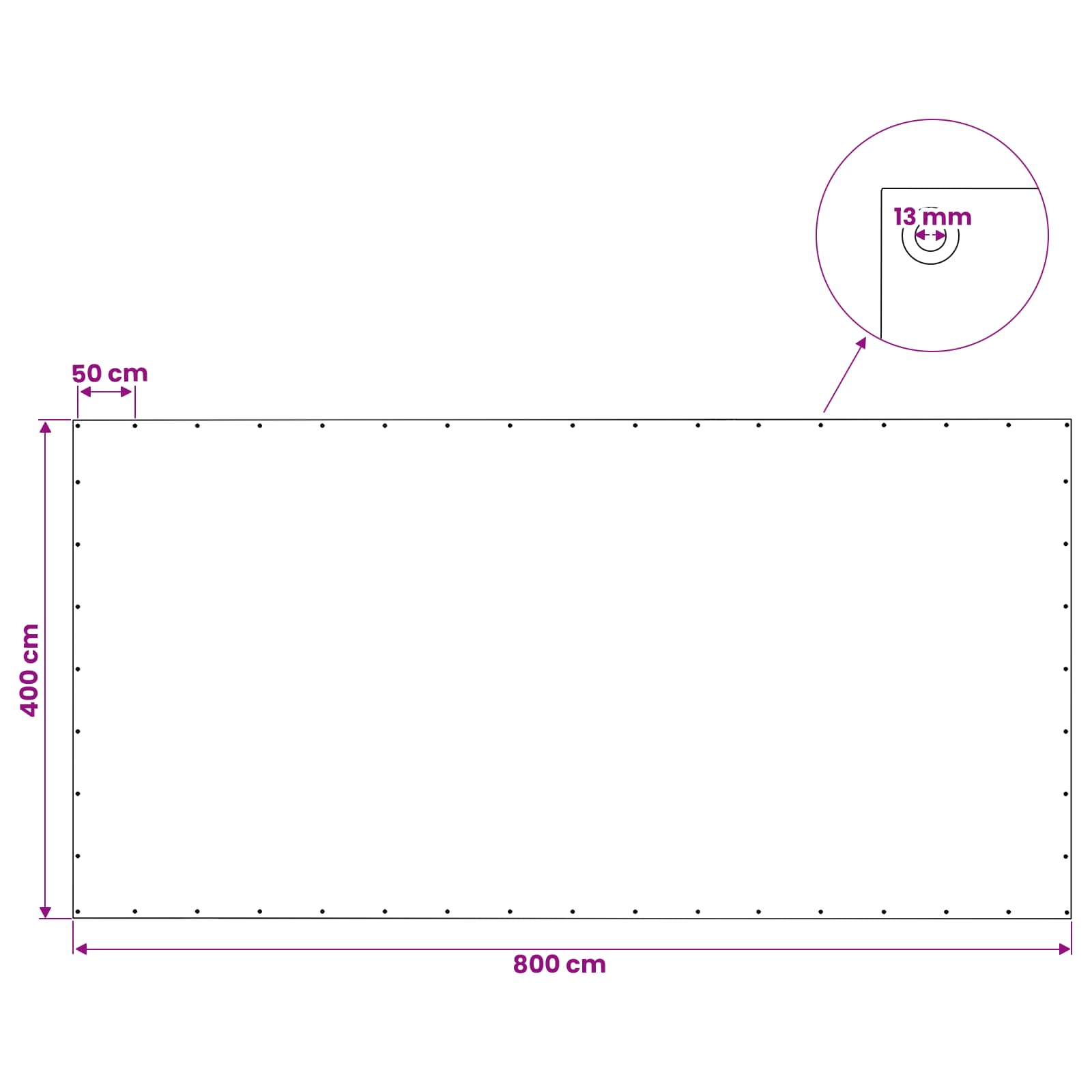 vidaXL Plandeka z oczkami zielony 4 x 8 m 140 gsm PE