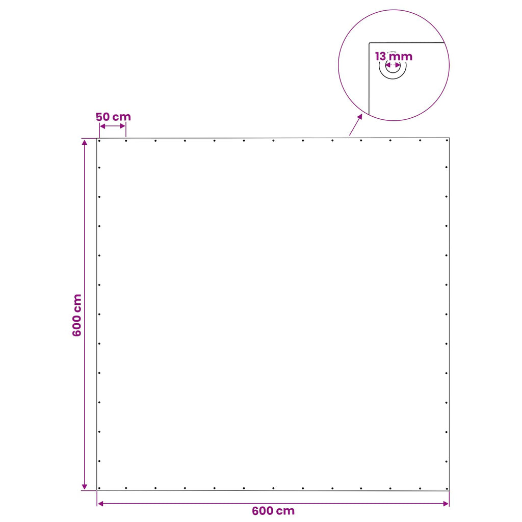 vidaXL Plandeka z oczkami zielony 6 x 6 m 140 gsm PE