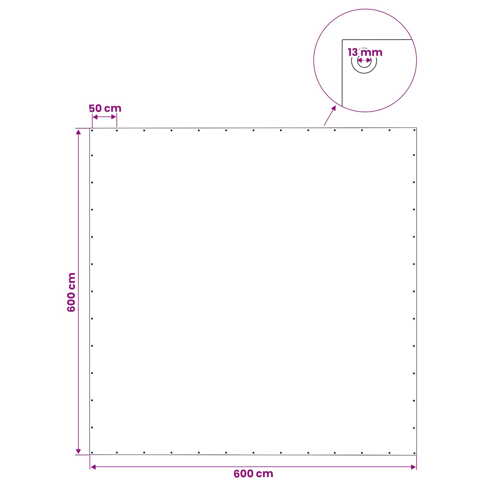 vidaXL Plandeka z oczkami zielony 6 x 6 m 140 gsm PE