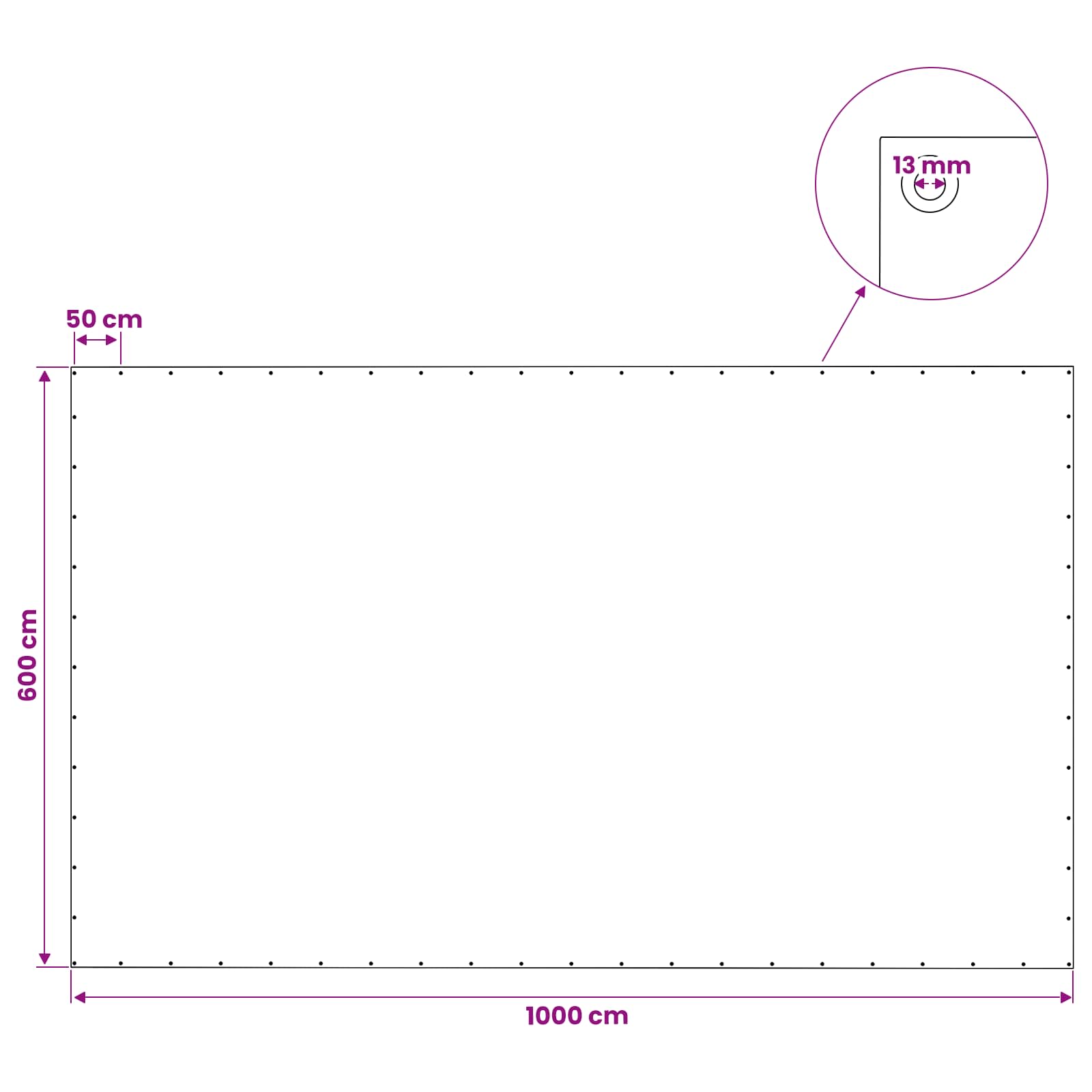 vidaXL Plandeka z oczkami zielony 6 x 10 m 140 gsm PE