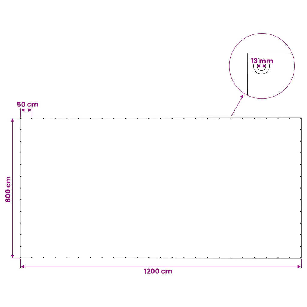 vidaXL Plandeka z oczkami zielony 6 x 12 m 140 gsm PE