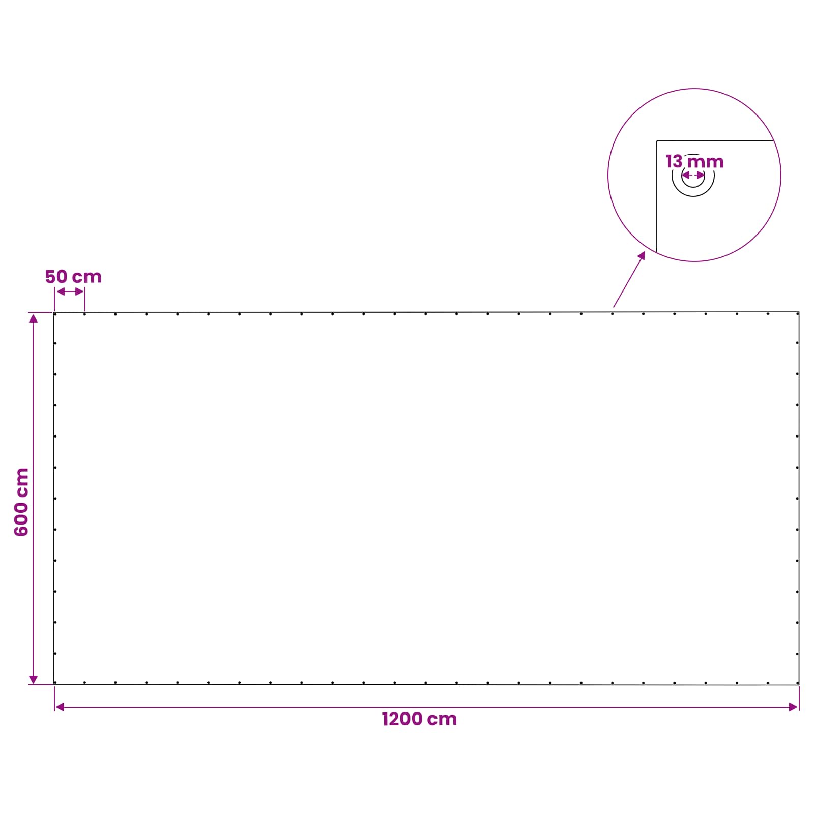vidaXL Plandeka z oczkami zielony 6 x 12 m 140 gsm PE