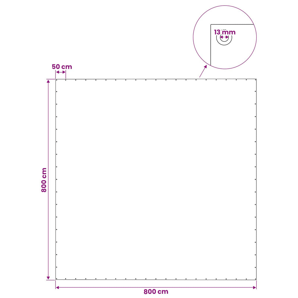vidaXL Plandeka z oczkami zielony 8 x 8 m 140 gsm PE