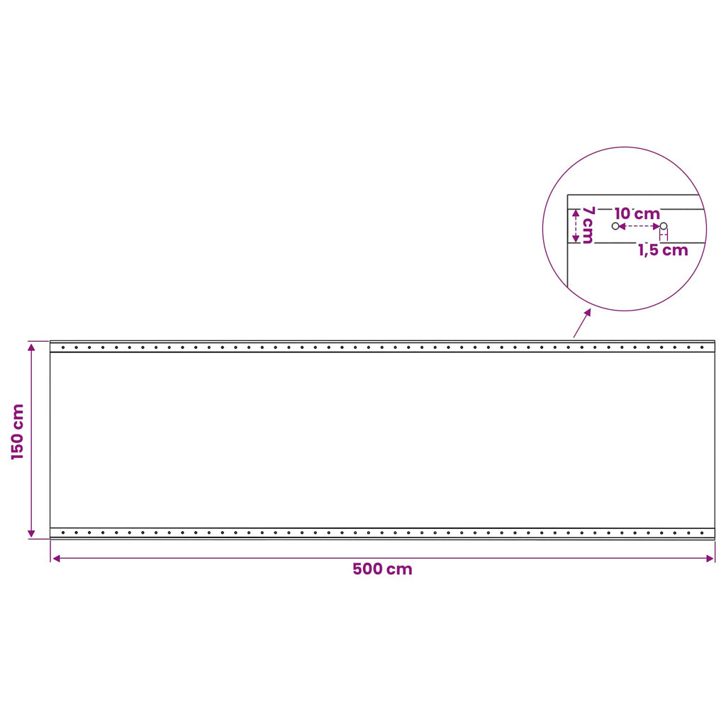 vidaXL Plandeka z oczkami zielony 1,5 x 5 m 260 gsm PE