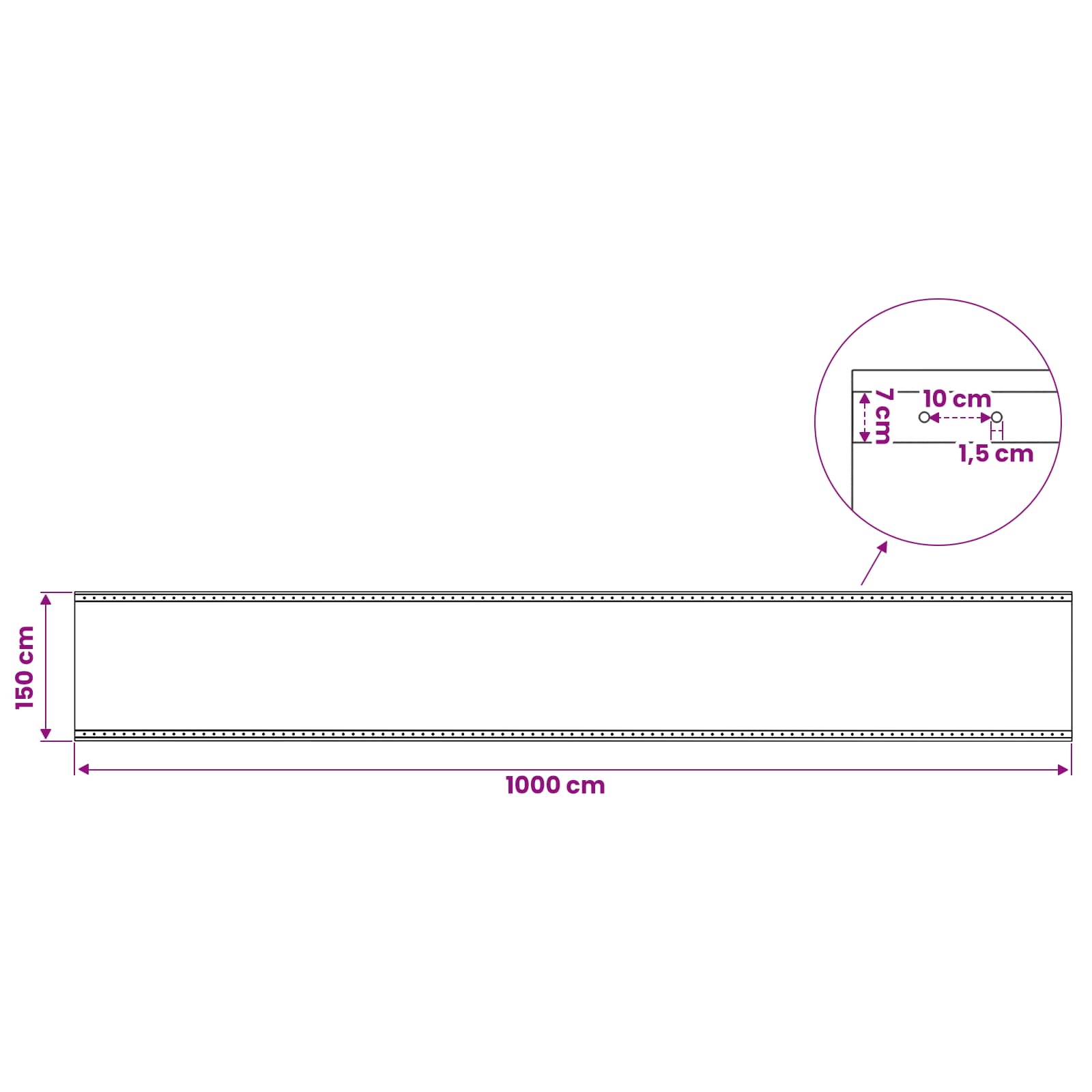 vidaXL Plandeka z oczkami zielony 1,5 x 10 m 260 gsm PE