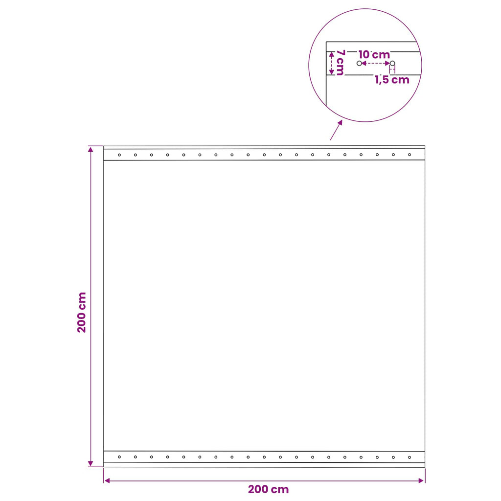 vidaXL Plandeka z oczkami zielony 2 x 2 m 260 gsm PE