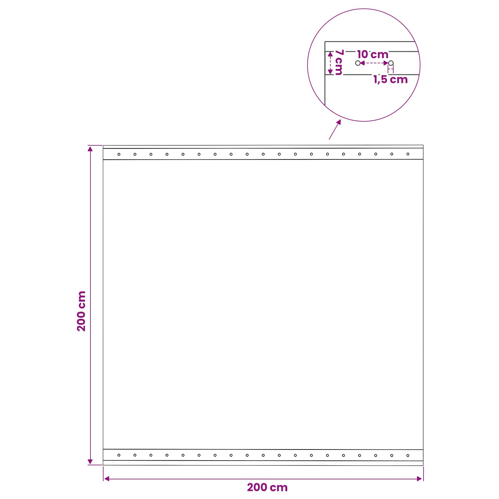 vidaXL Plandeka z oczkami zielony 2 x 2 m 260 gsm PE
