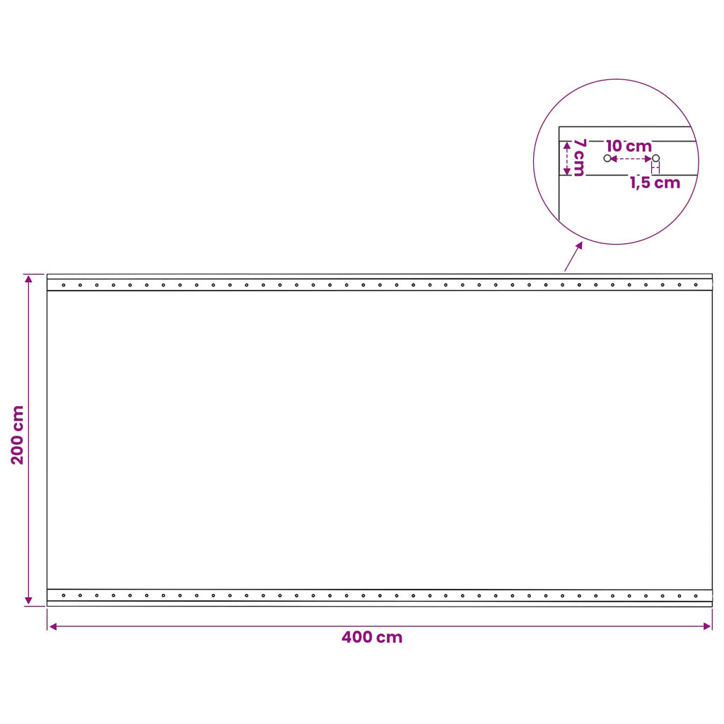 vidaXL Plandeka z oczkami zielony 2 x 4 m 260 gsm PE