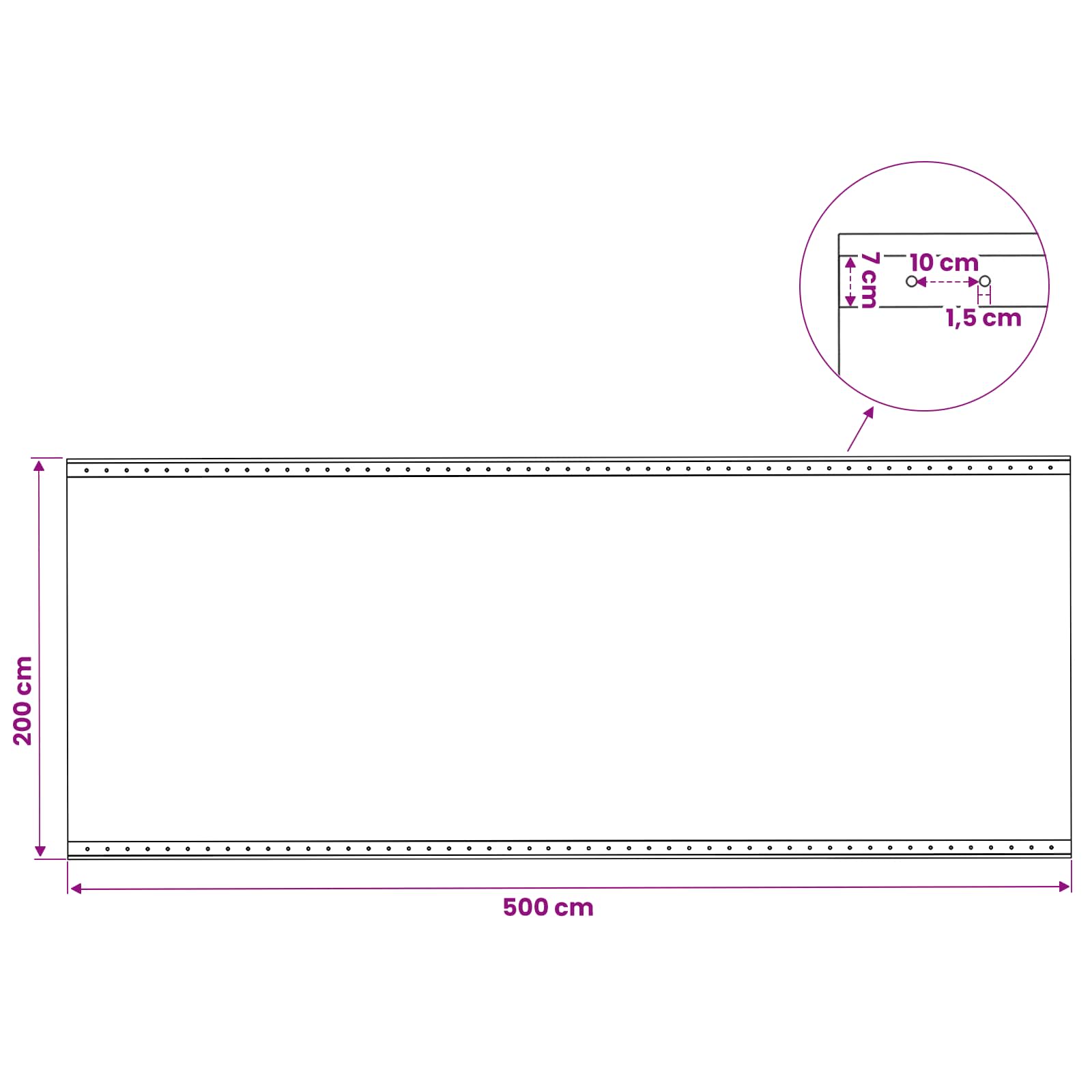 vidaXL Plandeka z oczkami zielony 2 x 5 m 260 gsm PE