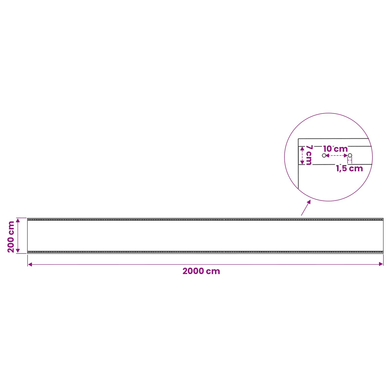 vidaXL Plandeka z oczkami zielony 2 x 20 m 260 gsm PE