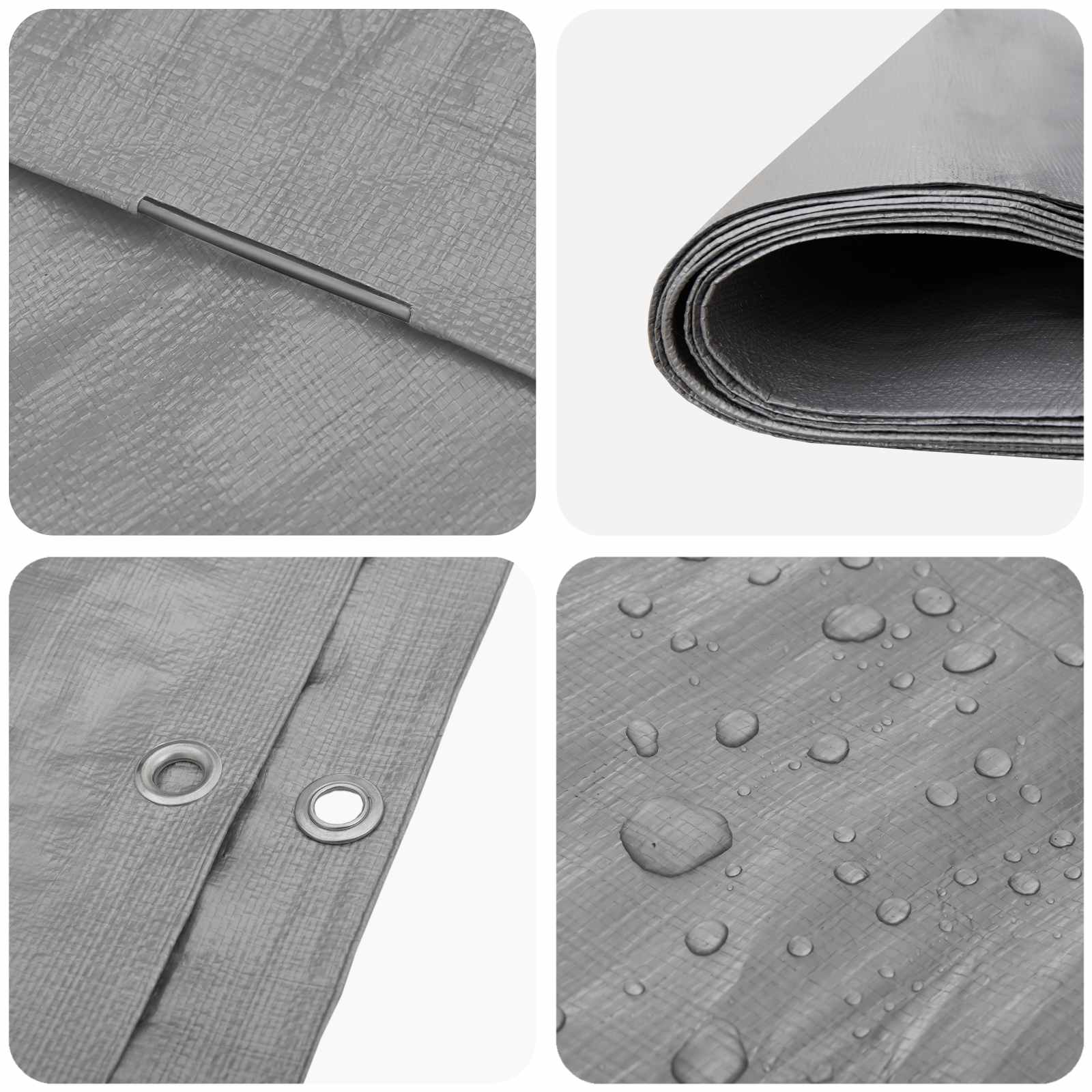 vidaXL Plandeka z oczkami jasnoszary 8 x 10 m 180 gsm PE