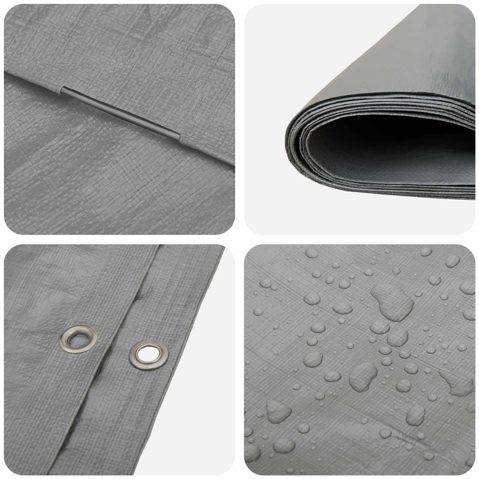 vidaXL Plandeka z oczkami jasnoszary 6 x 12 m 260 gsm PE