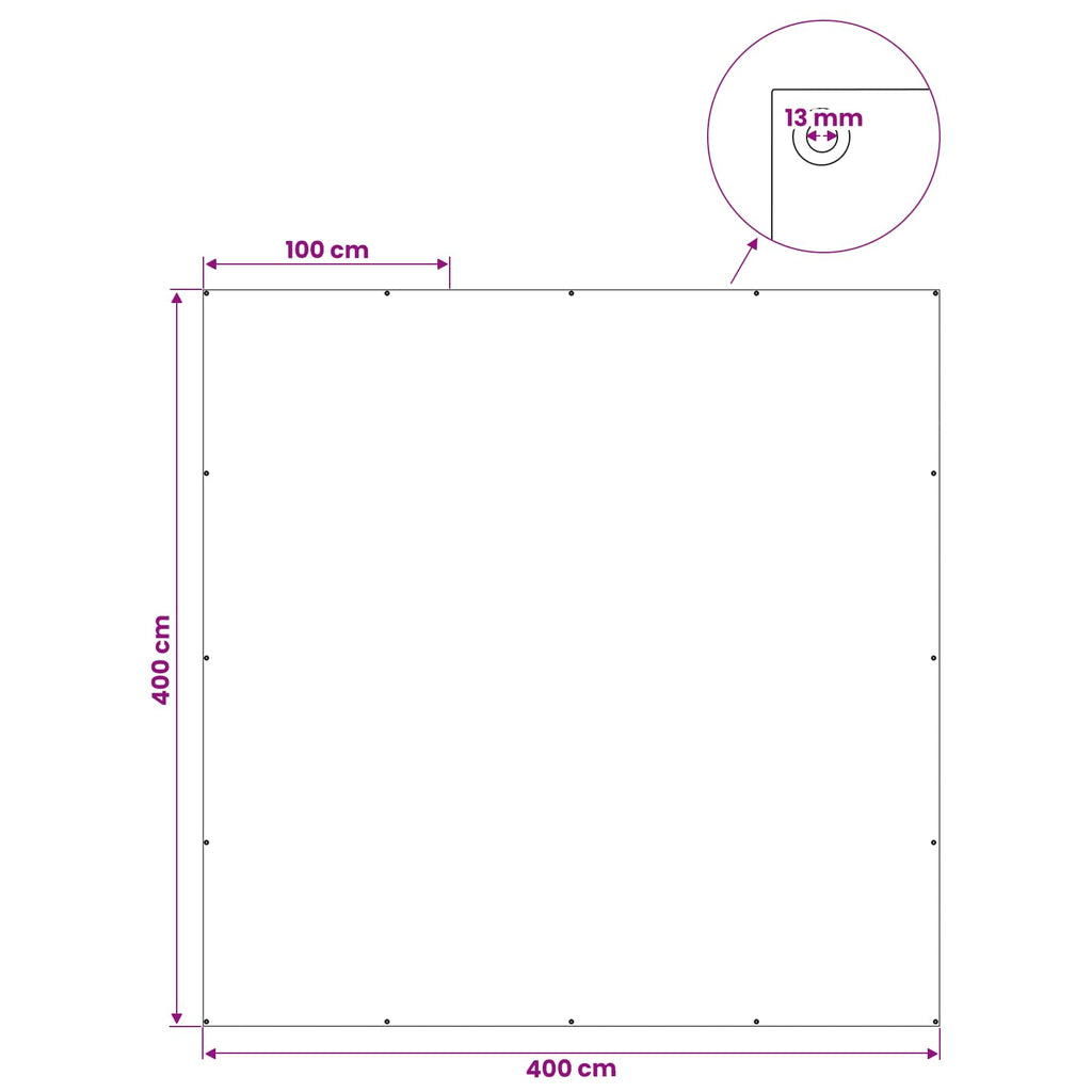 vidaXL Plandeka z oczkami zielony 4 x 4 m 90 gsm PE