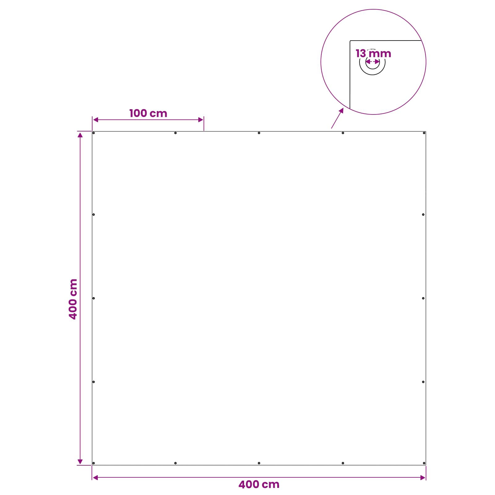 vidaXL Plandeka z oczkami zielony 4 x 4 m 260 gsm PE