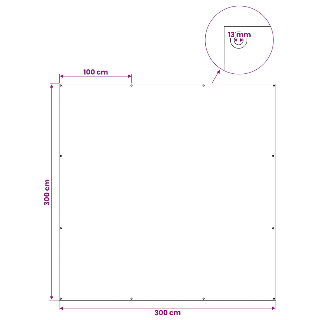 vidaXL Plandeka z oczkami Biały 3 x 3 m 180 gsm PE