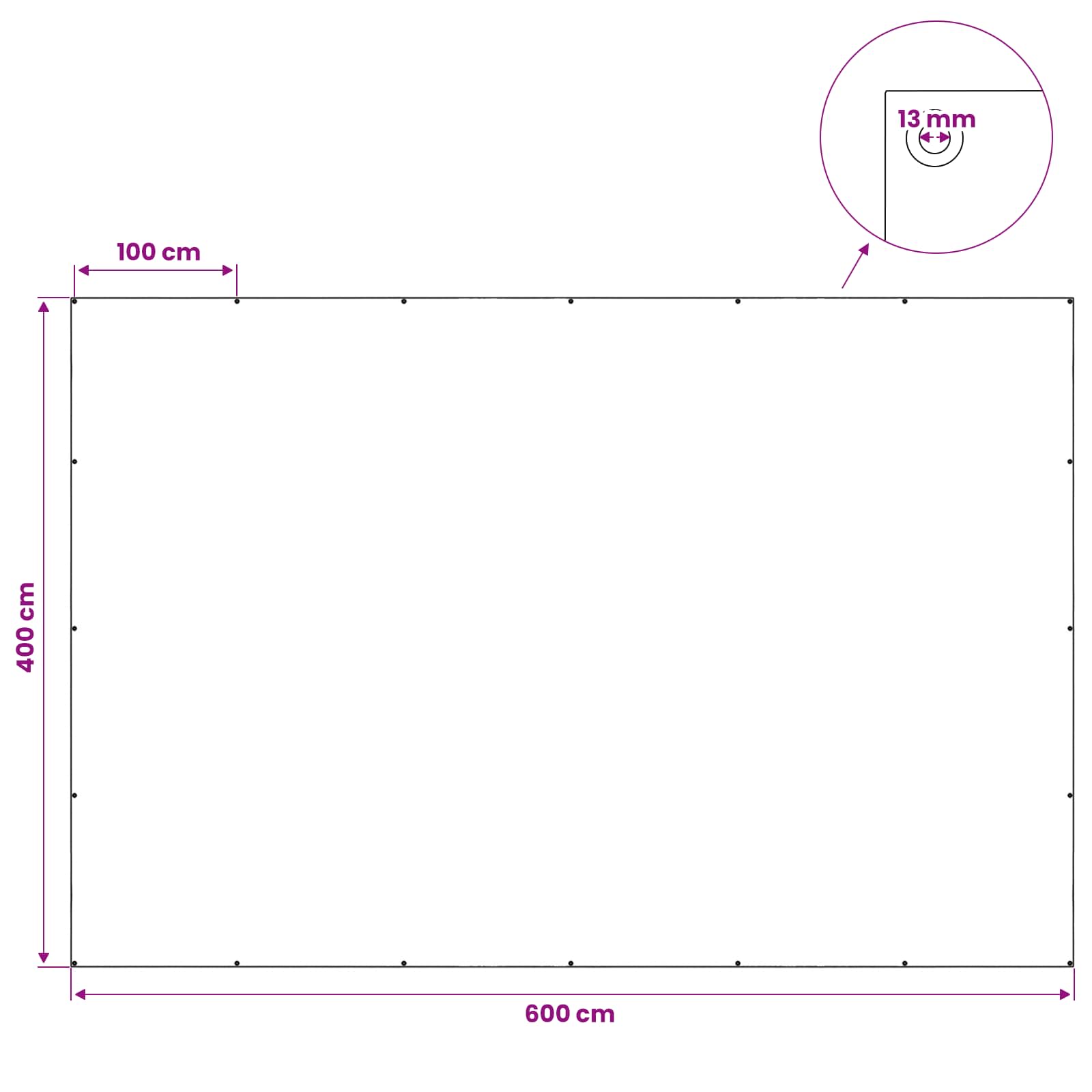 vidaXL Plandeka z oczkami Biały 4 x 6 m 180 gsm PE