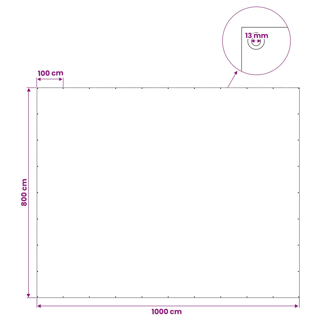 vidaXL Plandeka z oczkami Biały 8 x 10 m 180 gsm PE