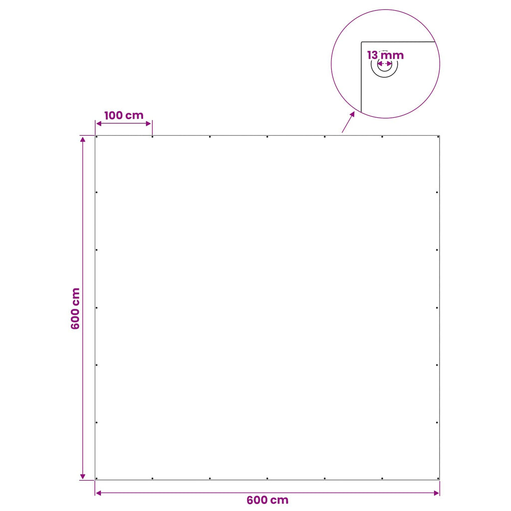 vidaXL Plandeka z oczkami Biały 6 x 6 m 260 gsm PE