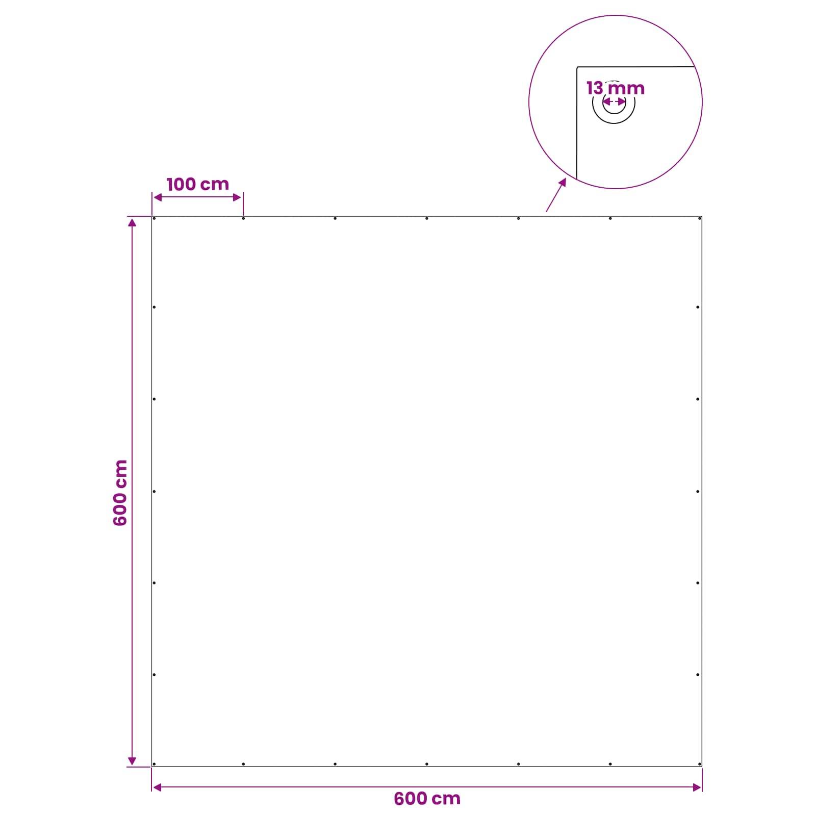 vidaXL Plandeka z oczkami Biały 6 x 6 m 260 gsm PE
