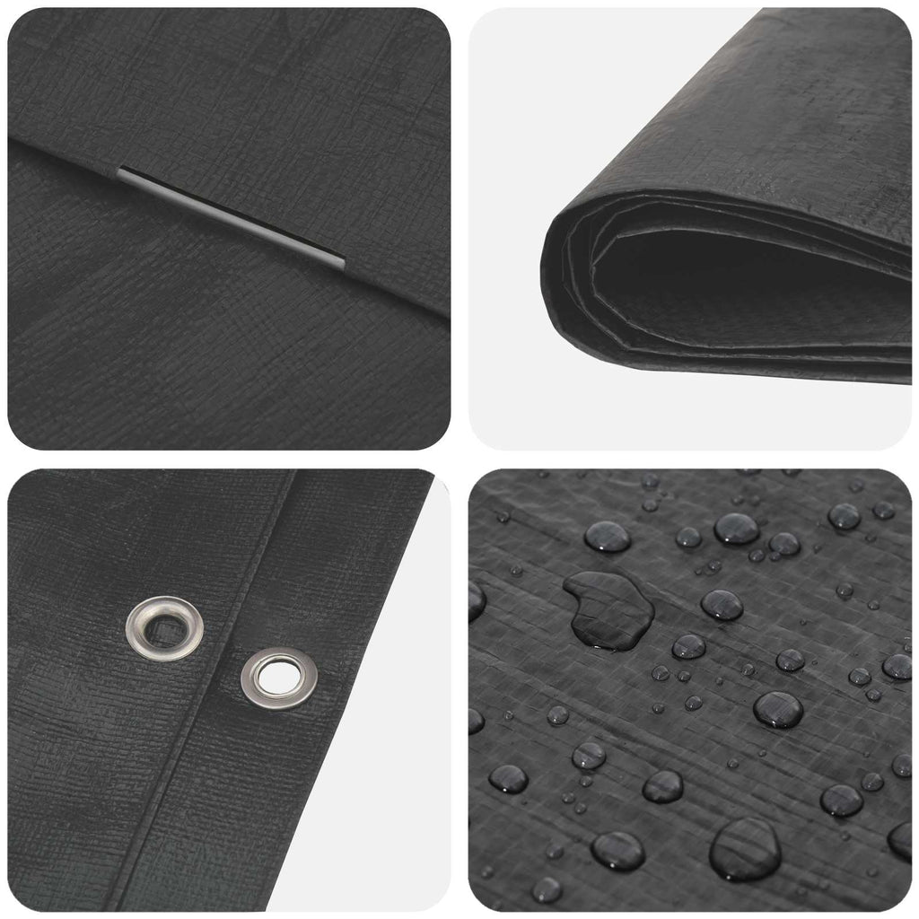 vidaXL Plandeka z oczkami Szary antracytowy 8 x 8 m 90 gsm PE