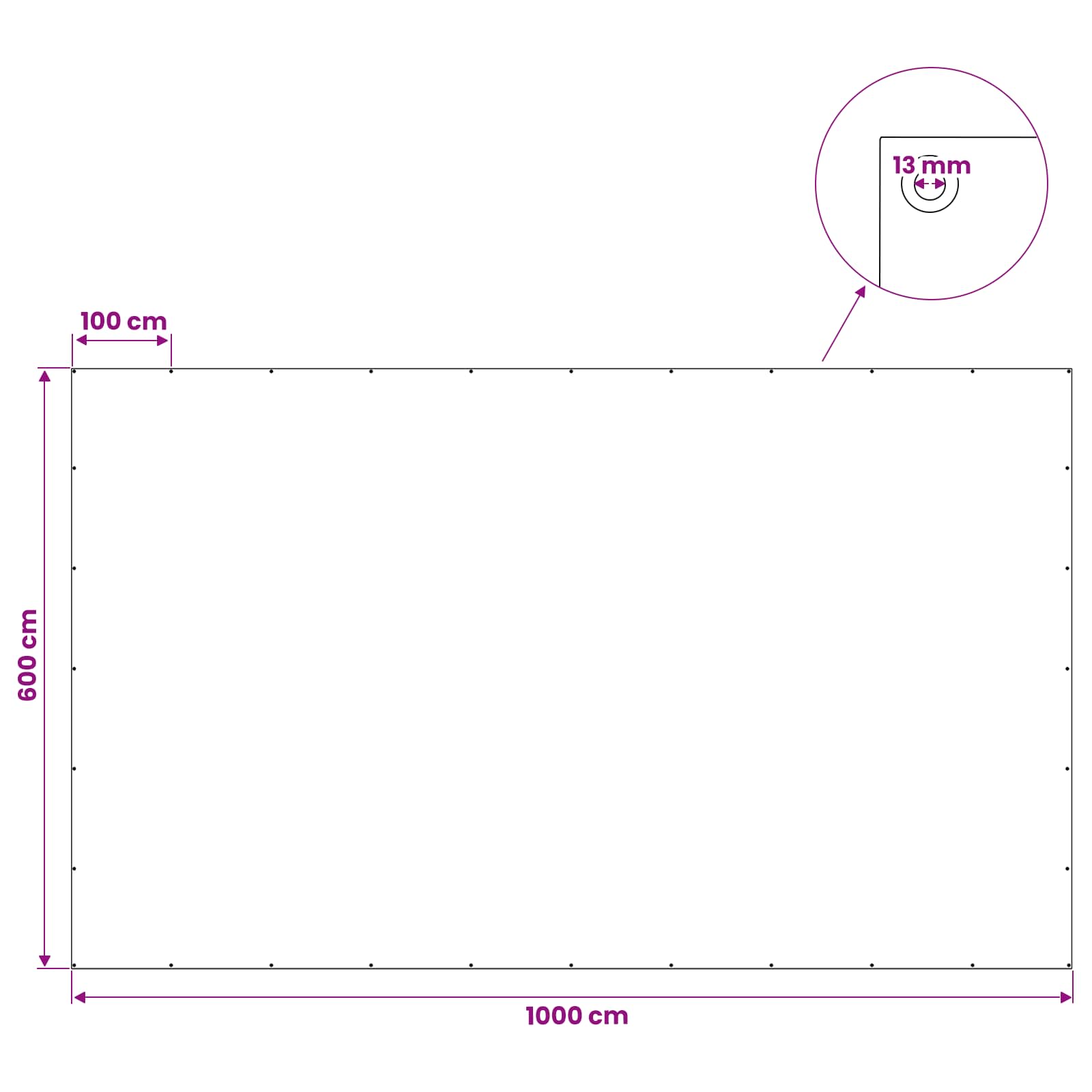 vidaXL Plandeka z oczkami niebieski 6 x 10 m 180 gsm PE