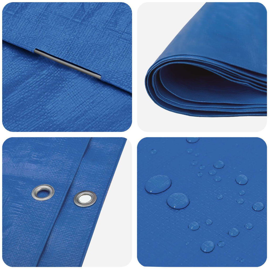 vidaXL Plandeka z oczkami niebieski 2 x 3 m 260 gsm PE
