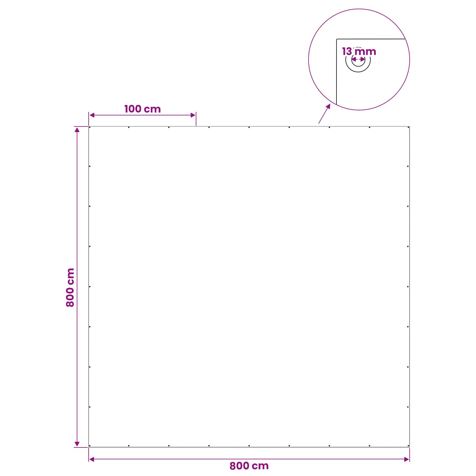 vidaXL Plandeka z oczkami niebieski 8 x 8 m 260 gsm PE