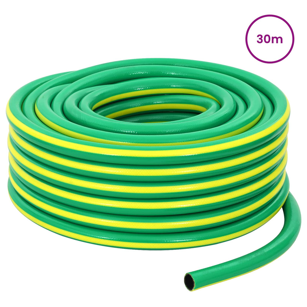vidaXL Wąż ogrodowy 5-warstwowy Zielony i Żółty 1 / 2'' 30 m PVC