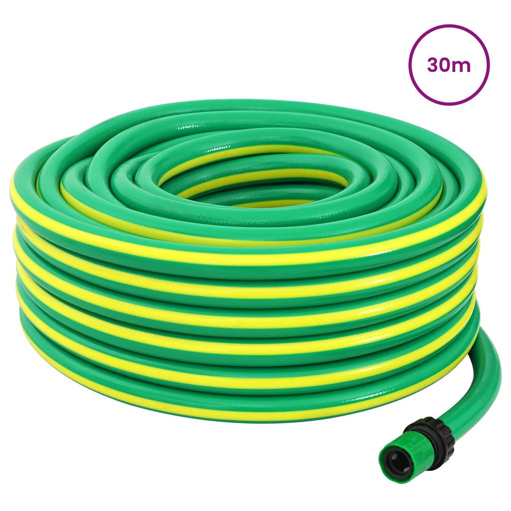 vidaXL Wąż ogrodowy 5-warstwowy Zielony i Żółty 3 / 4'' 30 m PVC